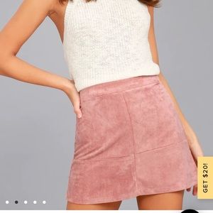 Lulu’s Pink Suede Mini Skirt